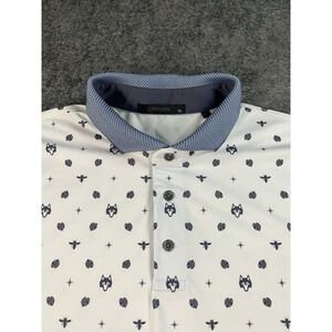 Greyson Golf Polo Shirt Mens XL White Blue Wolf Head AOP Performance Stretch